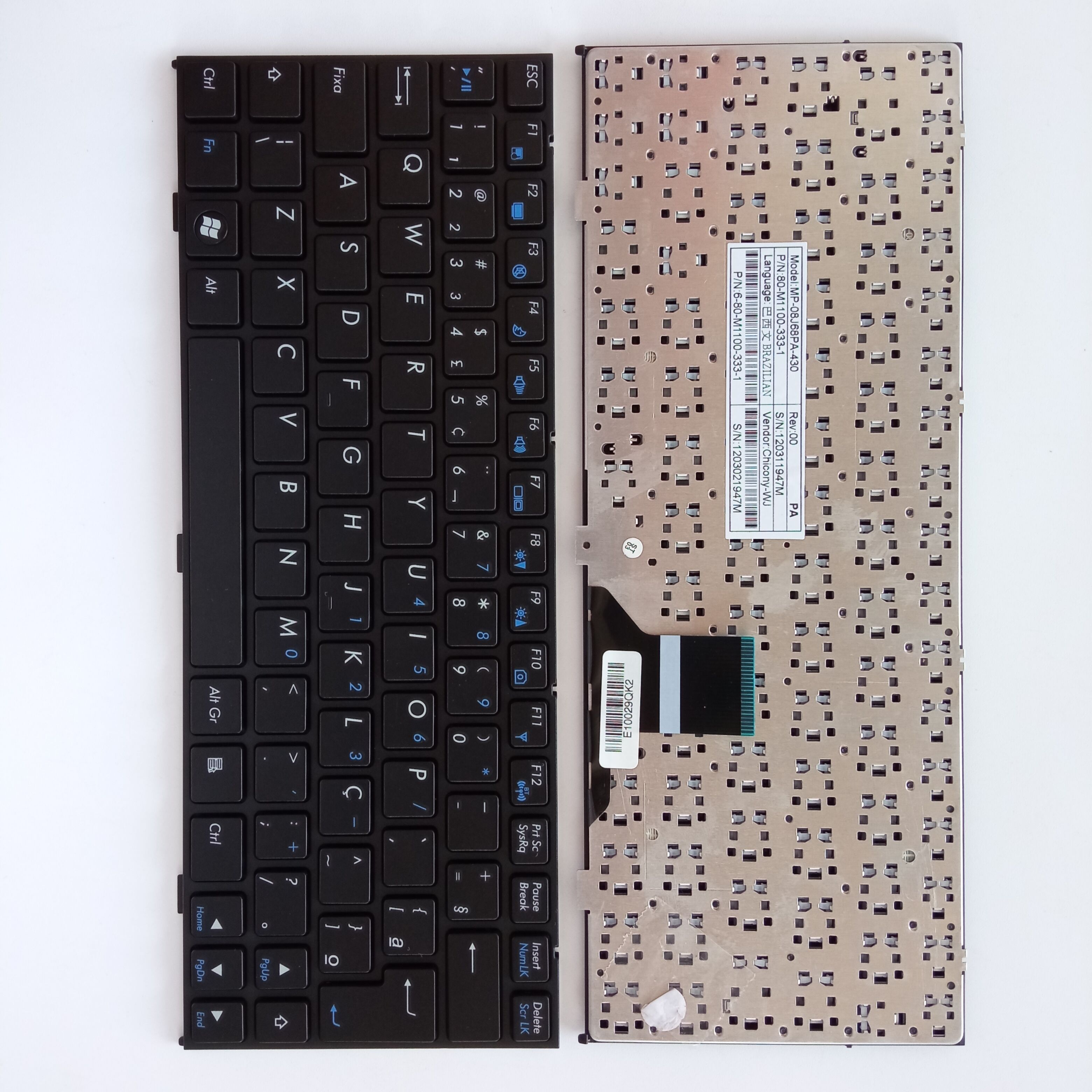 Picture of New Replacement Laptop Keyboard For CLEVO M1110 BLACK FRAME BLACK BR Layout